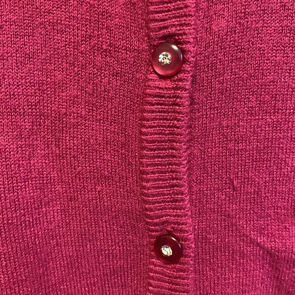 Luxe 360 Cardigan in Berry Color w/Rhinestone Encrusted Buttons. Great Condition - Picture 4 of 5